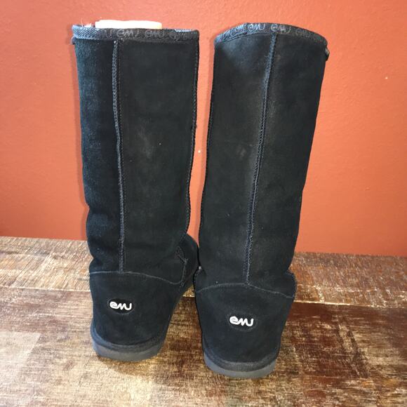 Emu Australia Bronte Tall 12" Boot Womens 8 39 Black Shearling Merino Wool Warm - Picture 3 of 10